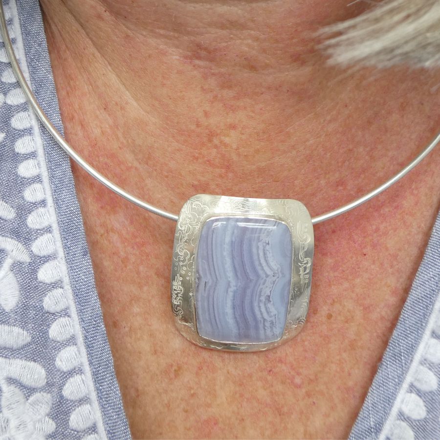 Silver Crazy Lace Agate Pendant