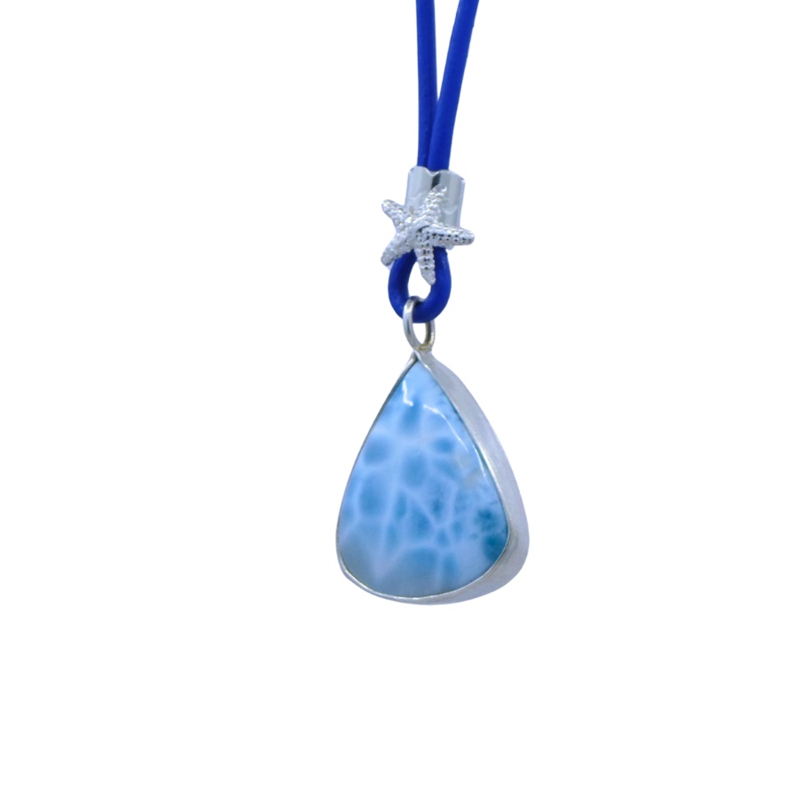 Larimar pendant on leather thong