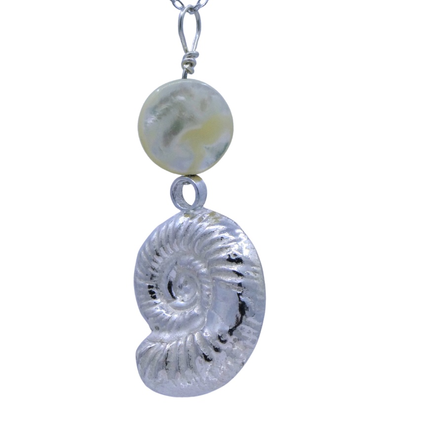 Silver ammonite pendant