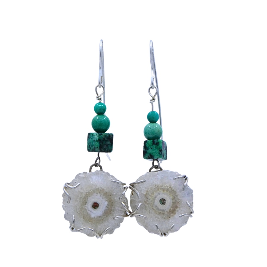 Solar quartz silver drop earrings