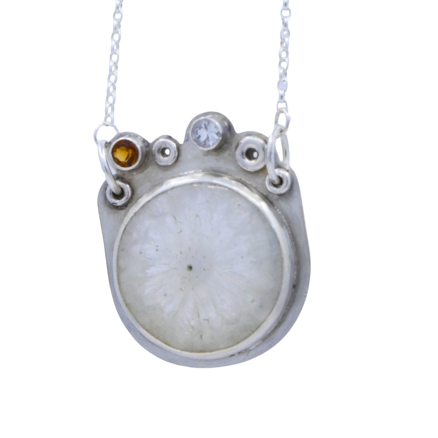 Solar quartz silver pendant